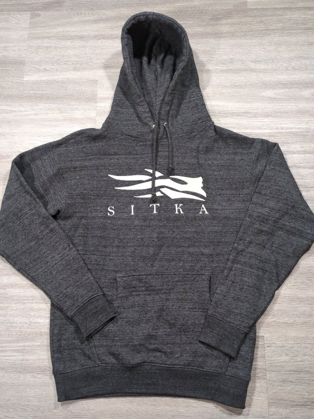 Sitka Gear Icon Pullover Hoodie Men's Small Black Heather Cotton Blend Logo